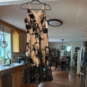 Dress the Population Black Floral Midi Dress